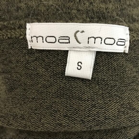 Moa Moa Small S Dark Olive Green Soft V Neck Top 3/4 Sleeve Made in USA Womens - Picture 5 of 6